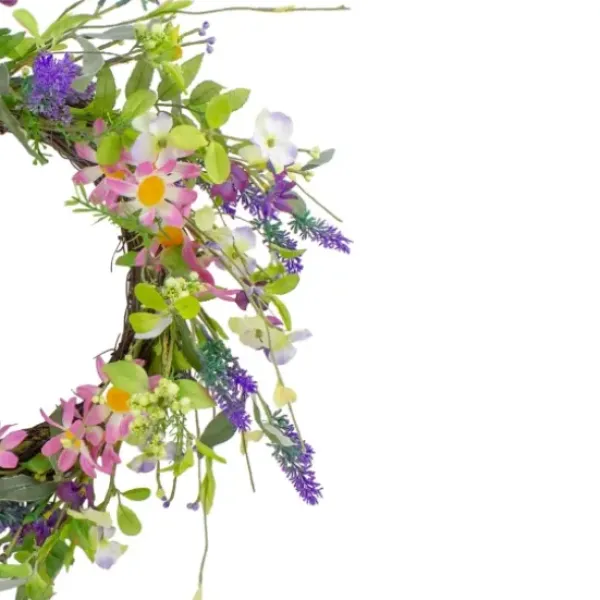 Wreaths-Kirkland's Home Spiral Lavender And Wildflower Blend Wreath Green/Pink/Purple