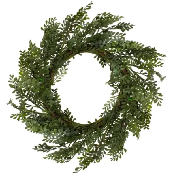 Wreaths-Kirkland's Home Spiral Mixed Boxwood Wreath Green