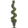Trees & Topiaries-Kirkland's Home Spiral Pre-Lit Boxwood Potted Topiary Green/Brown