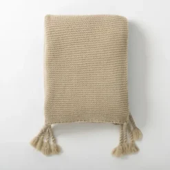Blankets & Throws-Kirkland's Home Spring Knit Throw Blanket Tan