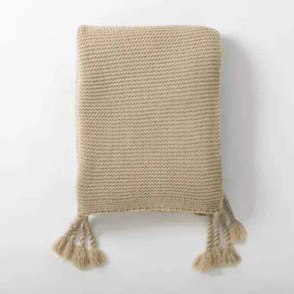 Blankets & Throws-Kirkland's Home Spring Knit Throw Blanket Tan