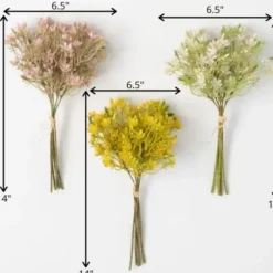 Stems & Bouquets-Kirkland's Home Springtime Wildflower Bundles, Set Of 3 Green/Yellow/Pink