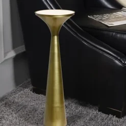 Accent & End Tables-Kirkland's Home Spun Gold Metal Tapered Cocktail Table Gold/White
