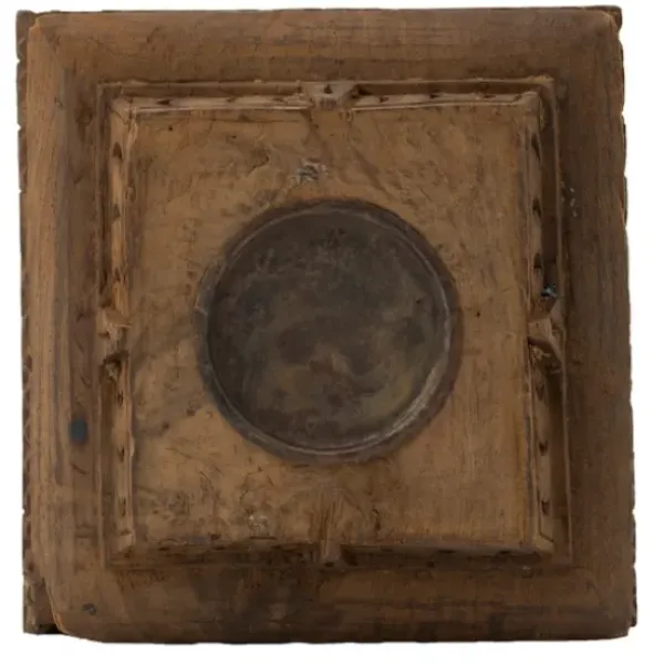 Candle Holders-Kirkland's Home Square Carved Wood Pillar Candle Holder Brown