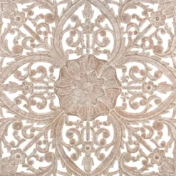 Wall Plaques-Kirkland's Home Square Champagne Floral Wood Plaque White