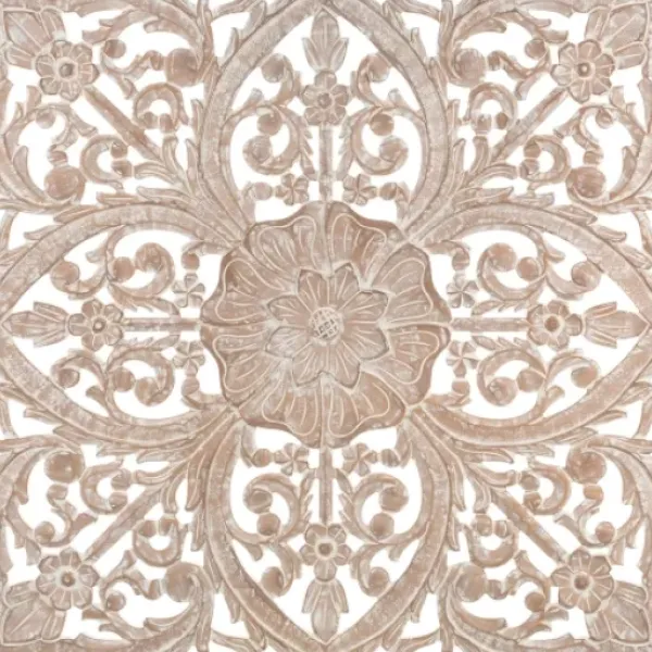 Wall Plaques-Kirkland's Home Square Champagne Floral Wood Plaque White
