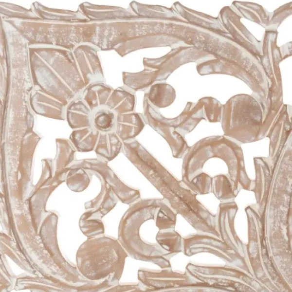Wall Plaques-Kirkland's Home Square Champagne Floral Wood Plaque White