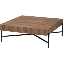 Coffee Tables-Kirkland's Home Square Light Wood X Base Coffee Table Brown