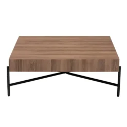 Coffee Tables-Kirkland's Home Square Light Wood X Base Coffee Table Brown