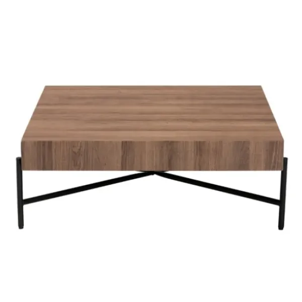 Coffee Tables-Kirkland's Home Square Light Wood X Base Coffee Table Brown