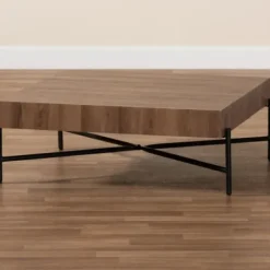 Coffee Tables-Kirkland's Home Square Light Wood X Base Coffee Table Brown