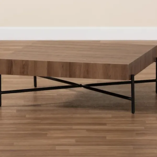 Coffee Tables-Kirkland's Home Square Light Wood X Base Coffee Table Brown