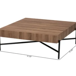 Coffee Tables-Kirkland's Home Square Light Wood X Base Coffee Table Brown