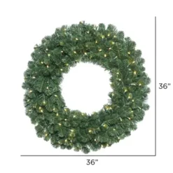 Wreaths-Kirkland's Home Square Oregon Fir Warm White Wide Bulb Wreath Green