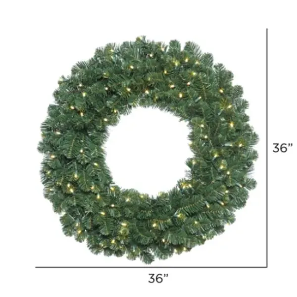 Wreaths-Kirkland's Home Square Oregon Fir Warm White Wide Bulb Wreath Green