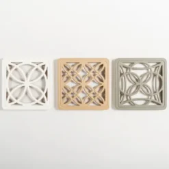 Wall Plaques-Kirkland's Home Square Scrollwork Wall Plaques, Set Of 3 White/Gray/Yellow