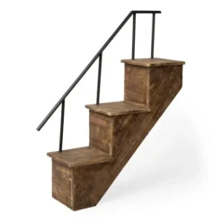 Shelves-Kirkland's Home Staircase Wood And Metal Wall Shelf