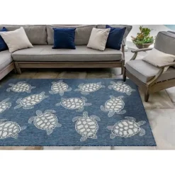 Outdoor Rugs-Kirkland's Home Starry Shores Captiva Outdoor Area Rug, 7X9 Blue/Tan