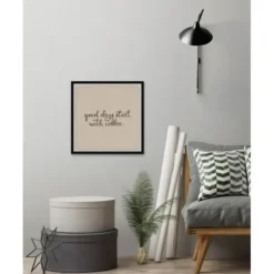 Wall Quotes & Signs-Kirkland's Home Start With Coffee Framed Wall Plaque Tan/Brown