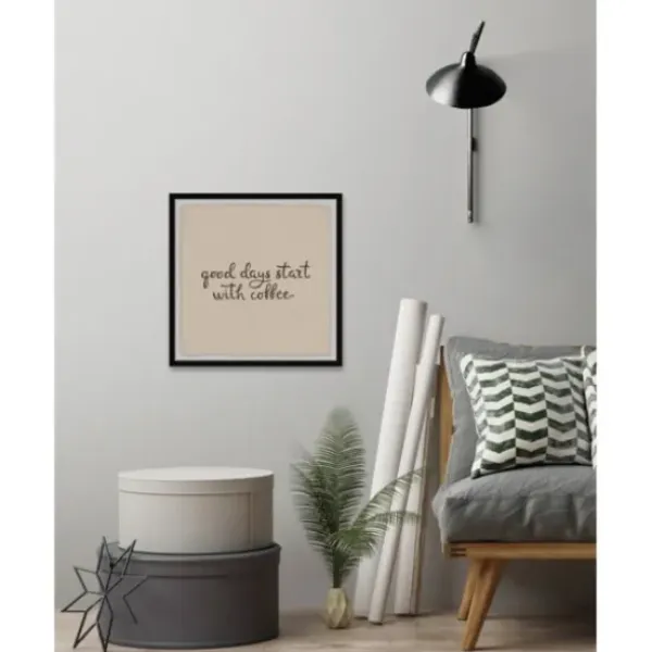 Wall Quotes & Signs-Kirkland's Home Start With Coffee Framed Wall Plaque Tan/Brown