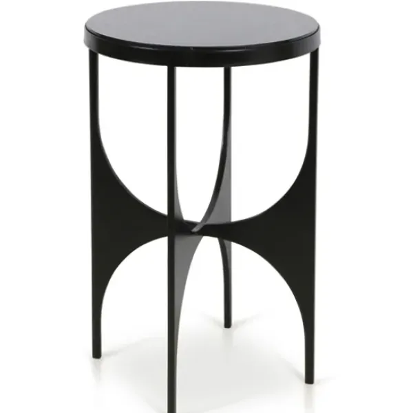 Accent & End Tables-Kirkland's Home Steel And Marble Lazer Cut Side Table Black