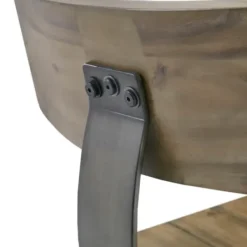 Bar Stools & Counter Height Stools-Kirkland's Home Steel Gray Rounded Back Industrial Counter Stool Brown/Gray