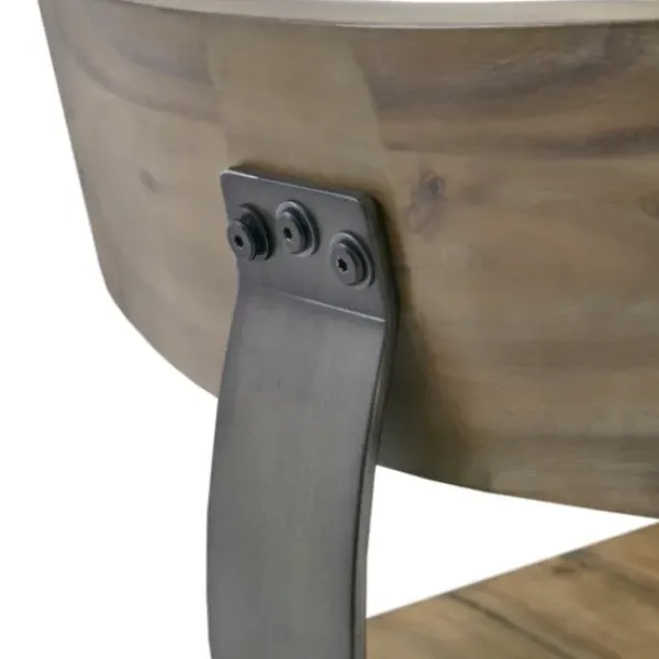 Bar Stools & Counter Height Stools-Kirkland's Home Steel Gray Rounded Back Industrial Counter Stool Brown/Gray