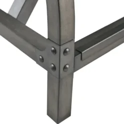 Bar Stools & Counter Height Stools-Kirkland's Home Steel Gray Rounded Back Industrial Counter Stool Brown/Gray
