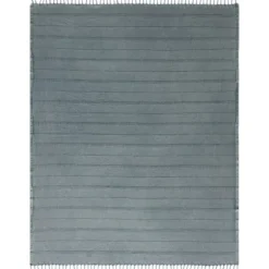 Blankets & Throws-Kirkland's Home Steel Woven Stripes Cotton Throw Gray