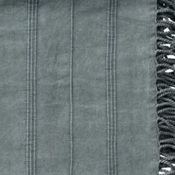 Blankets & Throws-Kirkland's Home Steel Woven Stripes Cotton Throw Gray