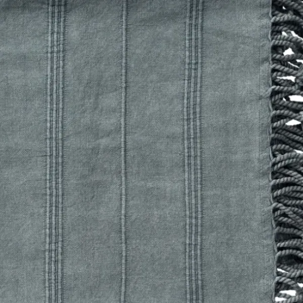 Blankets & Throws-Kirkland's Home Steel Woven Stripes Cotton Throw Gray