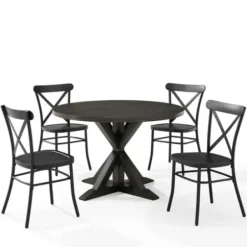 Dining Sets-Kirkland's Home Steel X-Back 5-Pc. Dining Set Black