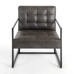 Accent Chairs-Kirkland's Home Steele Wyatt Faux Leather Accent Chair Gray
