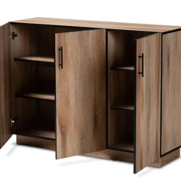 Cabinets & Sideboards-Kirkland's Home Stella Contemporary Oak 3-Door Sideboard
