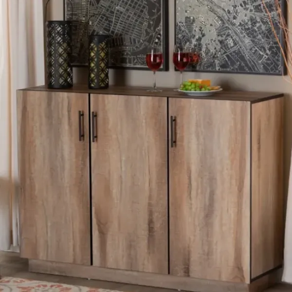 Cabinets & Sideboards-Kirkland's Home Stella Contemporary Oak 3-Door Sideboard
