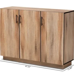 Cabinets & Sideboards-Kirkland's Home Stella Contemporary Oak 3-Door Sideboard