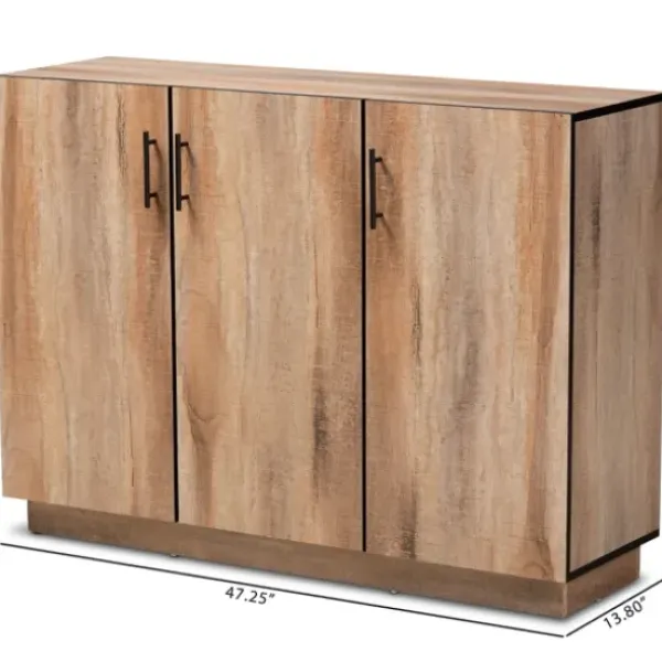 Cabinets & Sideboards-Kirkland's Home Stella Contemporary Oak 3-Door Sideboard