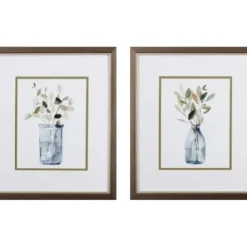 Framed Art-Kirkland's Home Still Moment Framed Art Prints, Set Of 2 White/Green/Blue