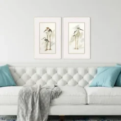 Framed Art-Kirkland's Home Stilt Birds Framed Art Prints, Set Of 2 White/Tan