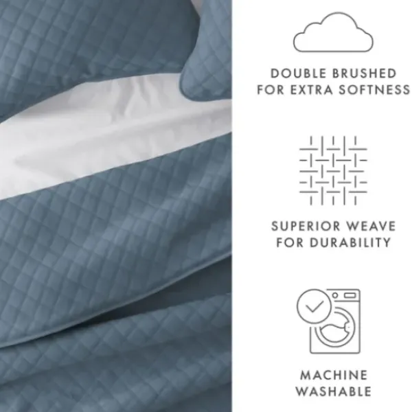 Quilts-Kirkland's Home Stitched Diamond 3-Pc. King Quilt Set Blue