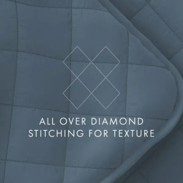 Quilts-Kirkland's Home Stitched Diamond 3-Pc. King Quilt Set Blue