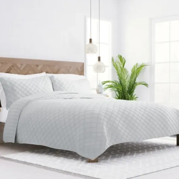 Quilts-Kirkland's Home Stitched Diamond 3-Pc. King Quilt Set Gray