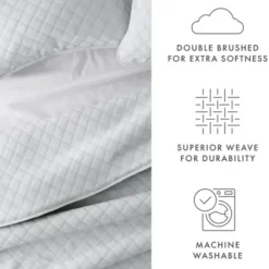 Quilts-Kirkland's Home Stitched Diamond 3-Pc. King Quilt Set Gray