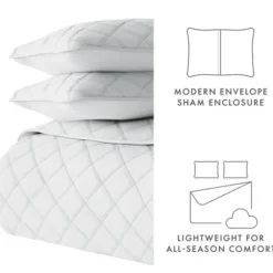 Quilts-Kirkland's Home Stitched Diamond 3-Pc. King Quilt Set Gray