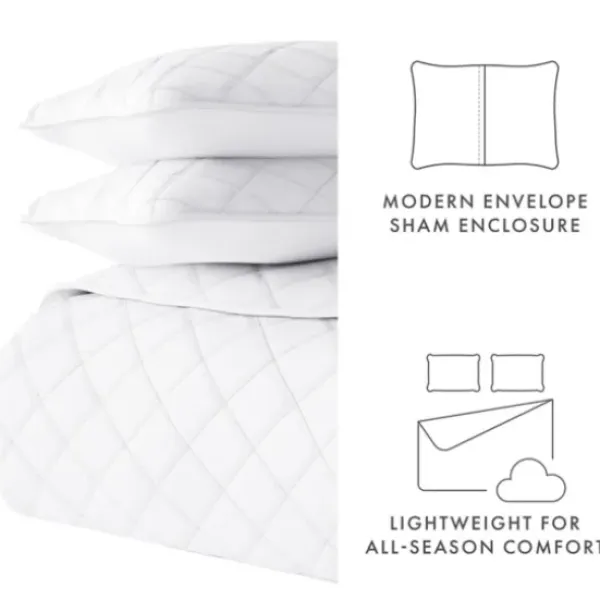 Quilts-Kirkland's Home Stitched Diamond 3-Pc. King Quilt Set White