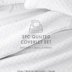 Quilts-Kirkland's Home Stitched Diamond 3-Pc. King Quilt Set White