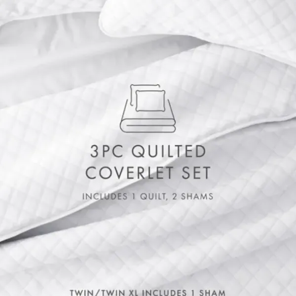 Quilts-Kirkland's Home Stitched Diamond 3-Pc. King Quilt Set White