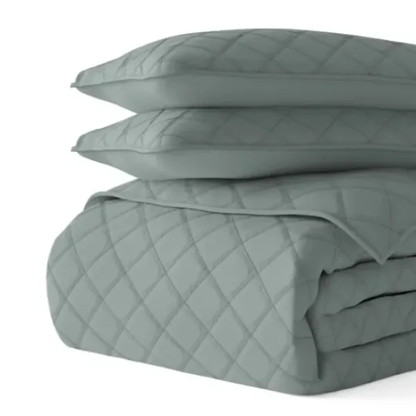 Quilts-Kirkland's Home Stitched Diamond 3-Pc. King Quilt Set Green