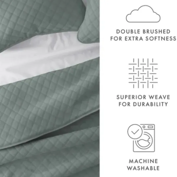 Quilts-Kirkland's Home Stitched Diamond 3-Pc. King Quilt Set Green