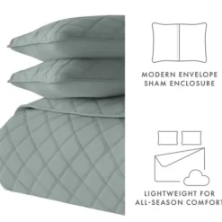 Quilts-Kirkland's Home Stitched Diamond 3-Pc. King Quilt Set Green